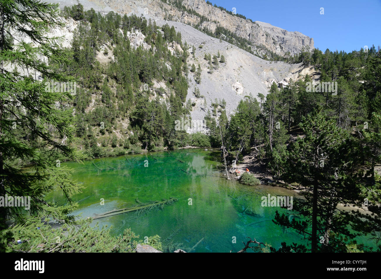 Lac Vert or Green Lake in the Etroite Valley or Vallée Etroite Névache Haute-Alpes France Stock Photo