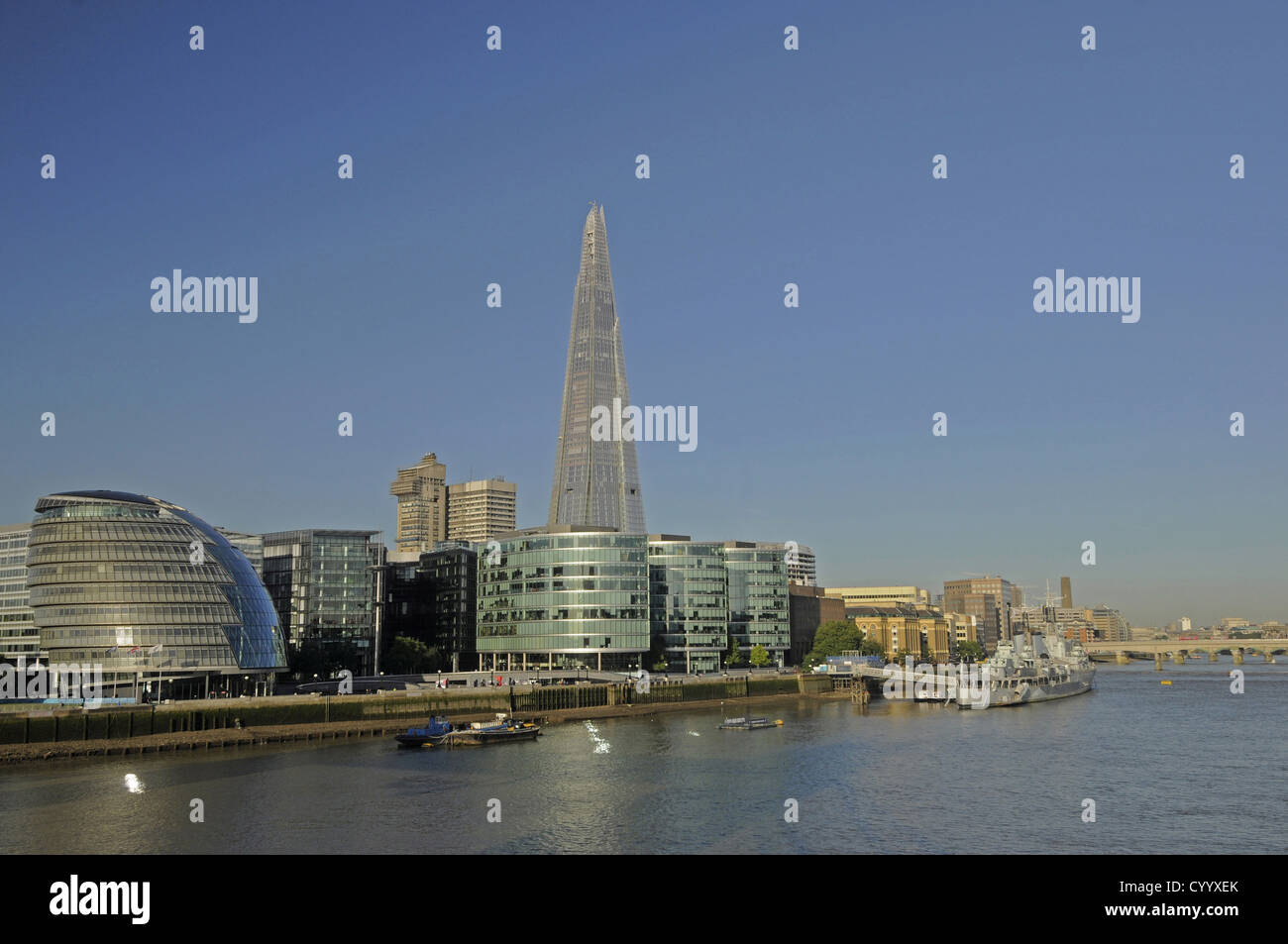 The Shard with City Hall in the foreground Travel Beal Feirste British Isles Destination Destinations Great Britain Londres Stock Photo