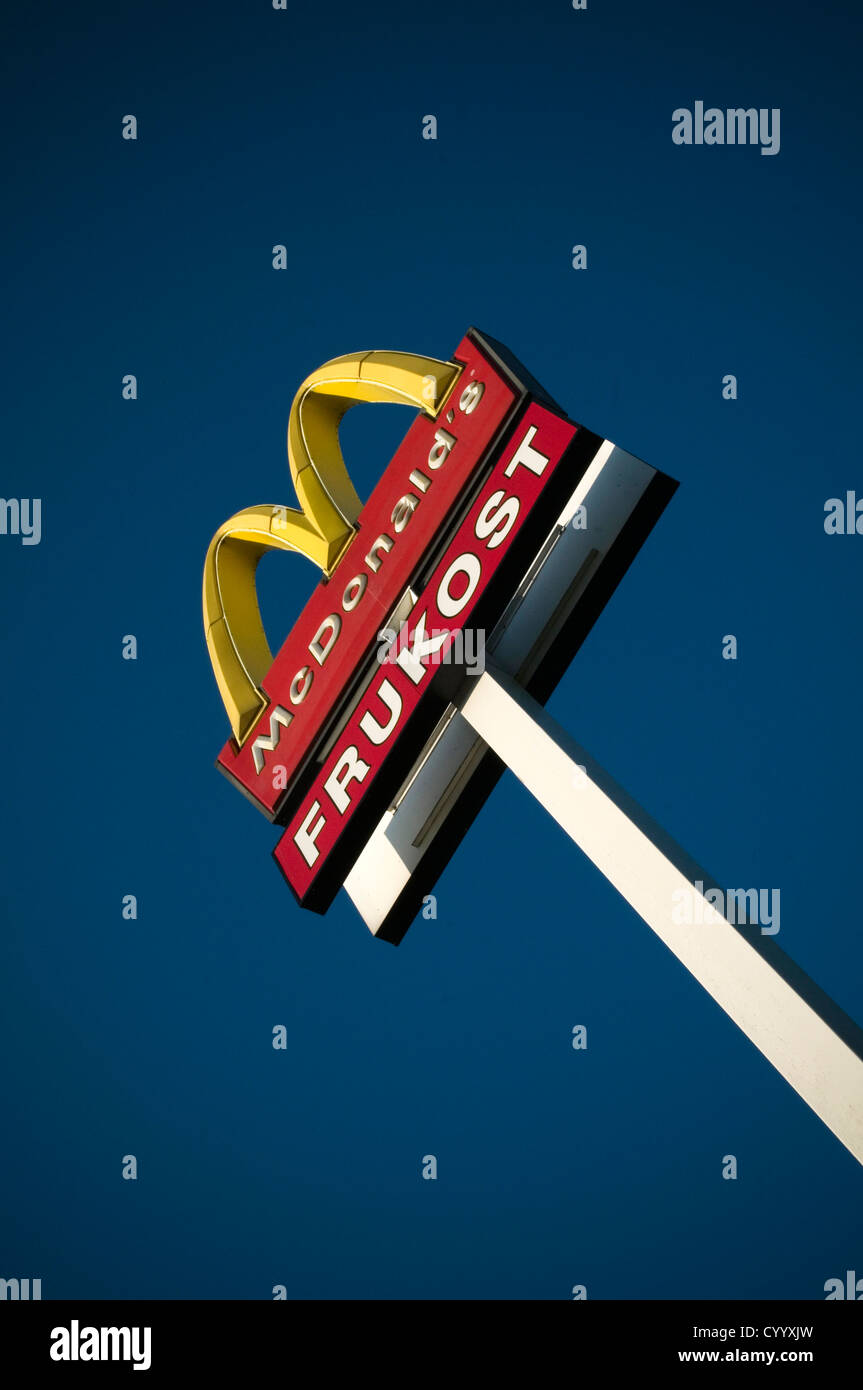 mcdonalds macdonalds golden arches blue sky sweden swedish logo sign
