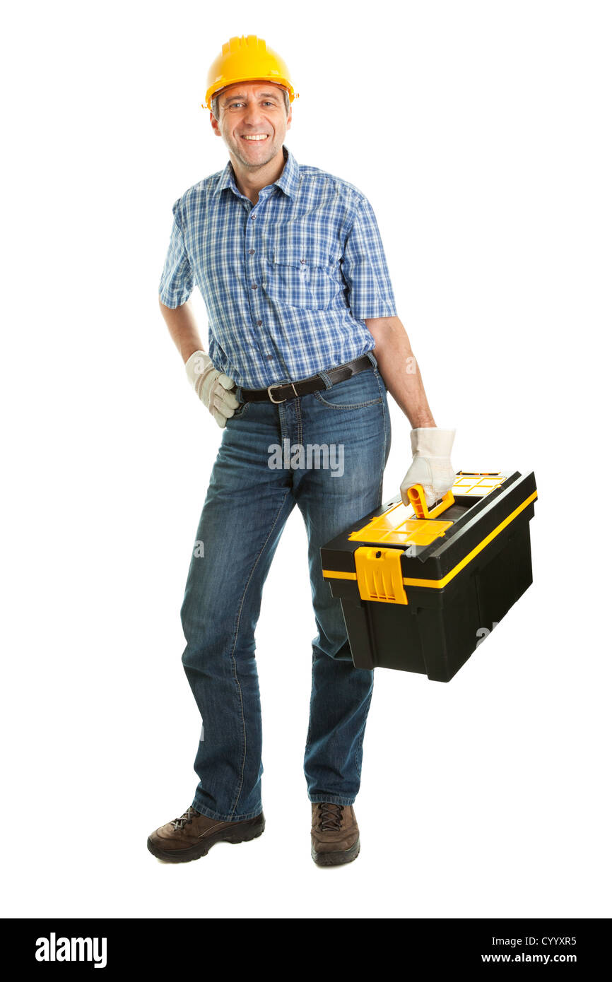 Repairman wearing hard hat Stock Photo
