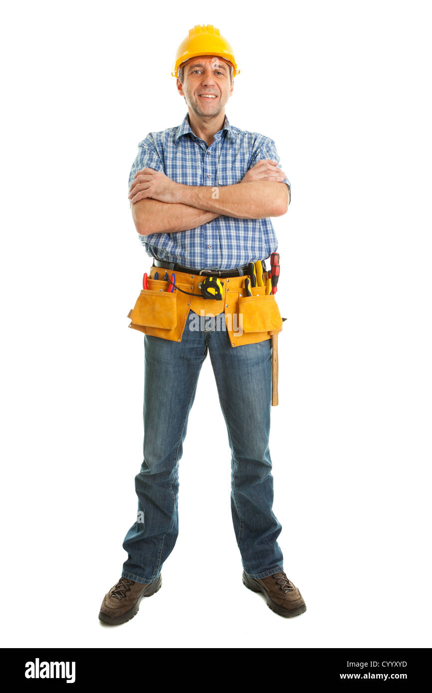 Worker wearing hard hat Stock Photo