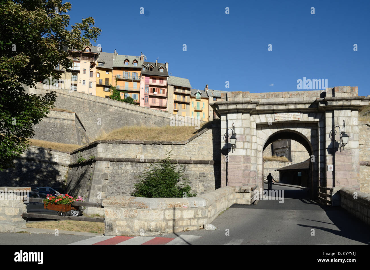 Porte d'Embrun Town Gate or Entrance and Vauban Fortifications of Fortified Town of Briançon Hautes-Alpes France Stock Photo