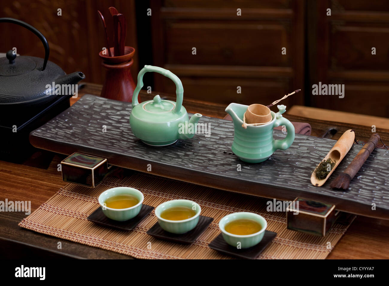 Traditional Chinese Tea Set In A Tea Room Stock Photo