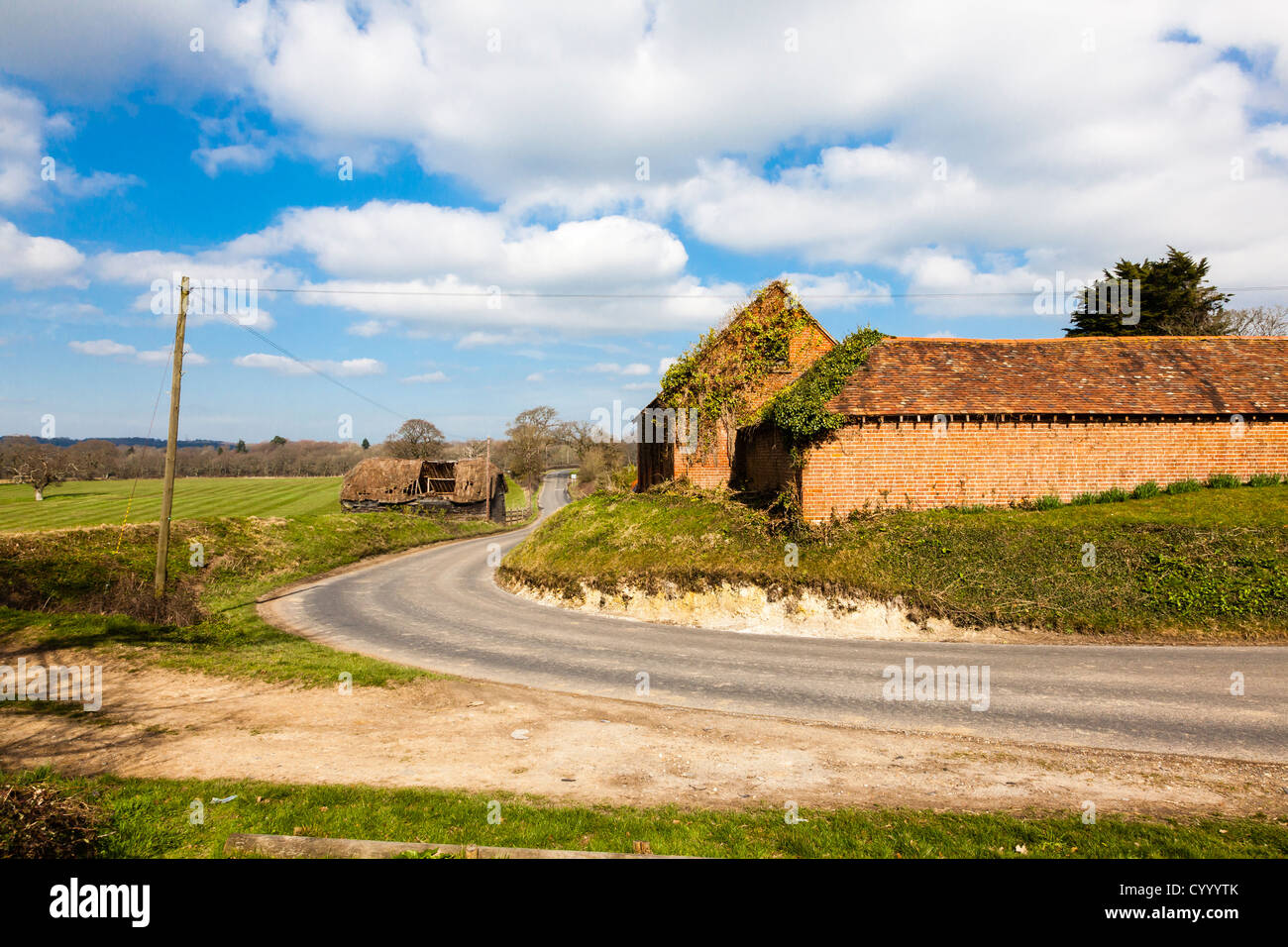Attractive Range Of Barns On A Lane Near Boarhunt In Hampshire Uk