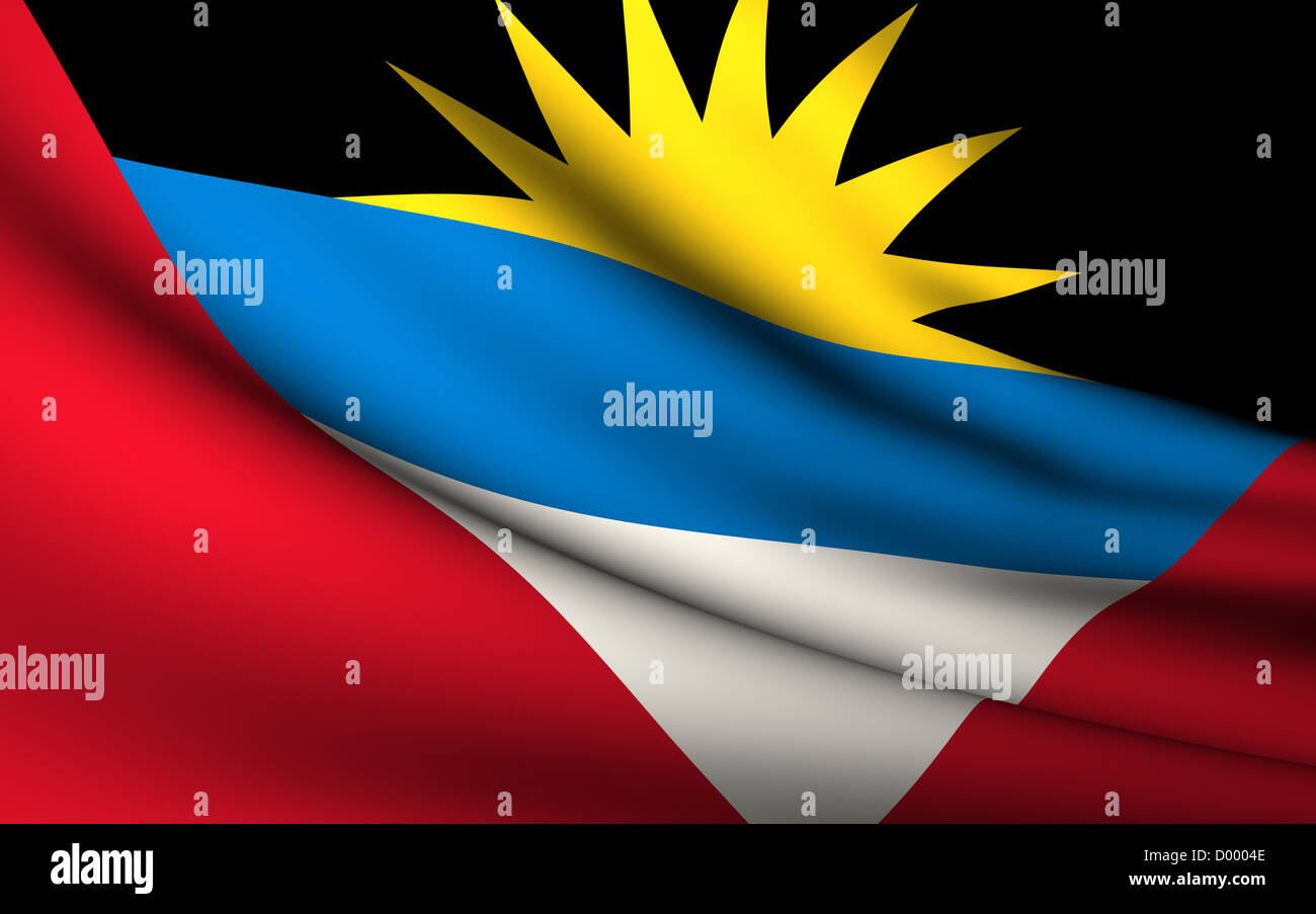 Flying Flag of Antigua and Barbuda . All Countries Collection Stock Photo Alamy