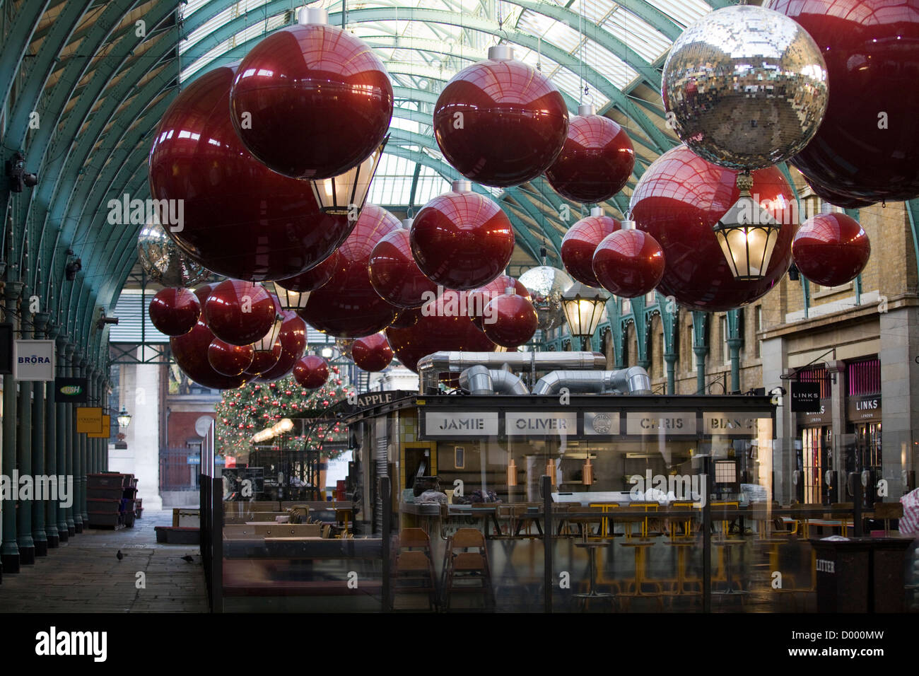 Christmas decorations in Covent garden London England Stock Photo Alamy