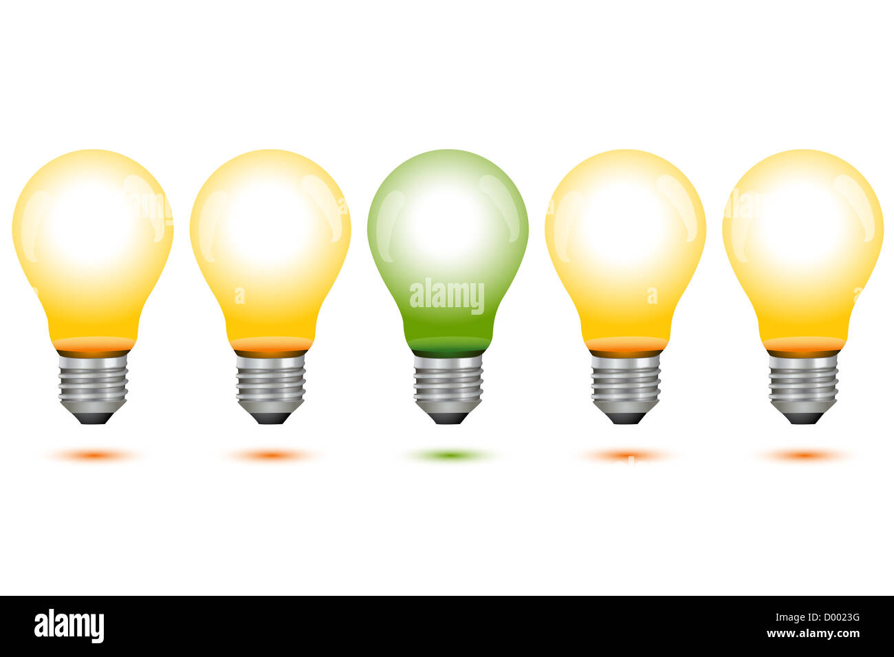 illustration of global warming  with electric bulbs on white background Stock Photo
