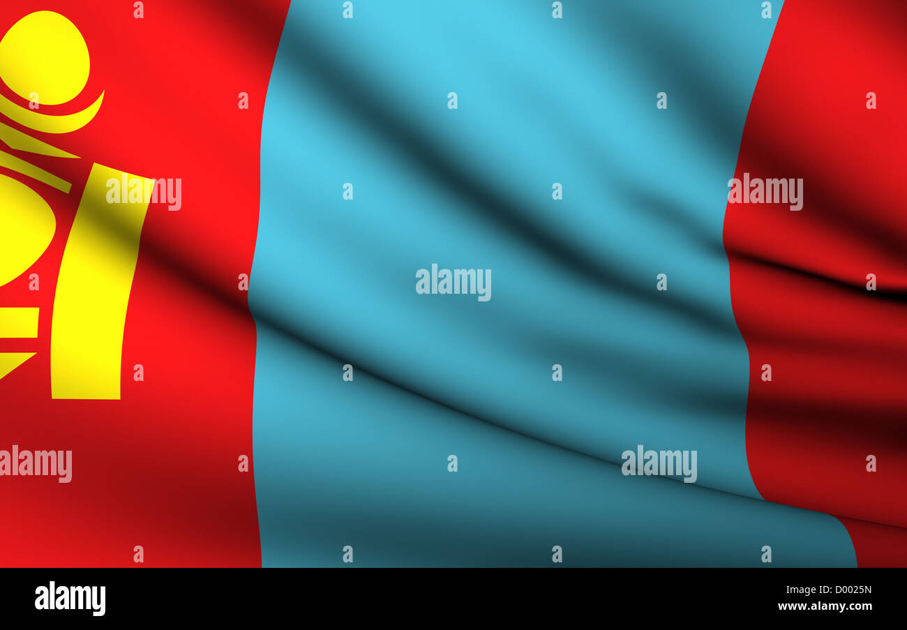 Flying Flag of Mongolia . All Countries Collection Stock Photo Alamy