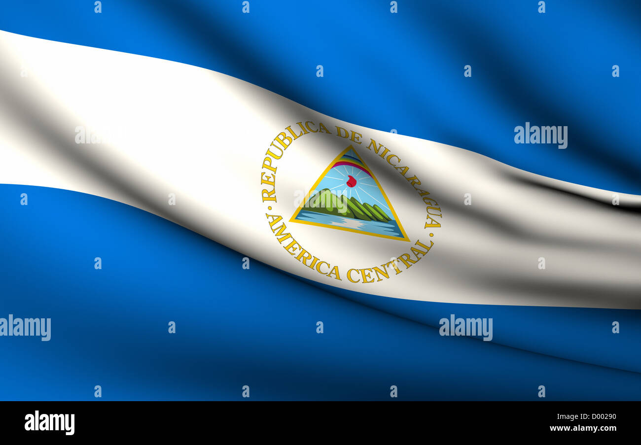 Flying Flag of Nicaragua . All Countries Collection Stock Photo - Alamy