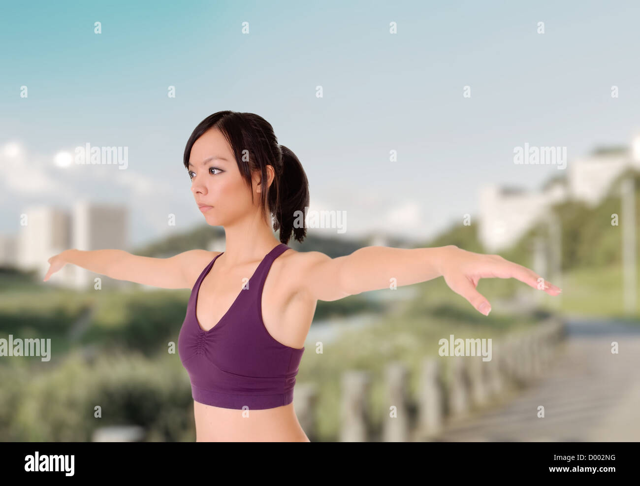 Yoga in outdoor by Asian beautiful girl Stock Photo - Alamy
