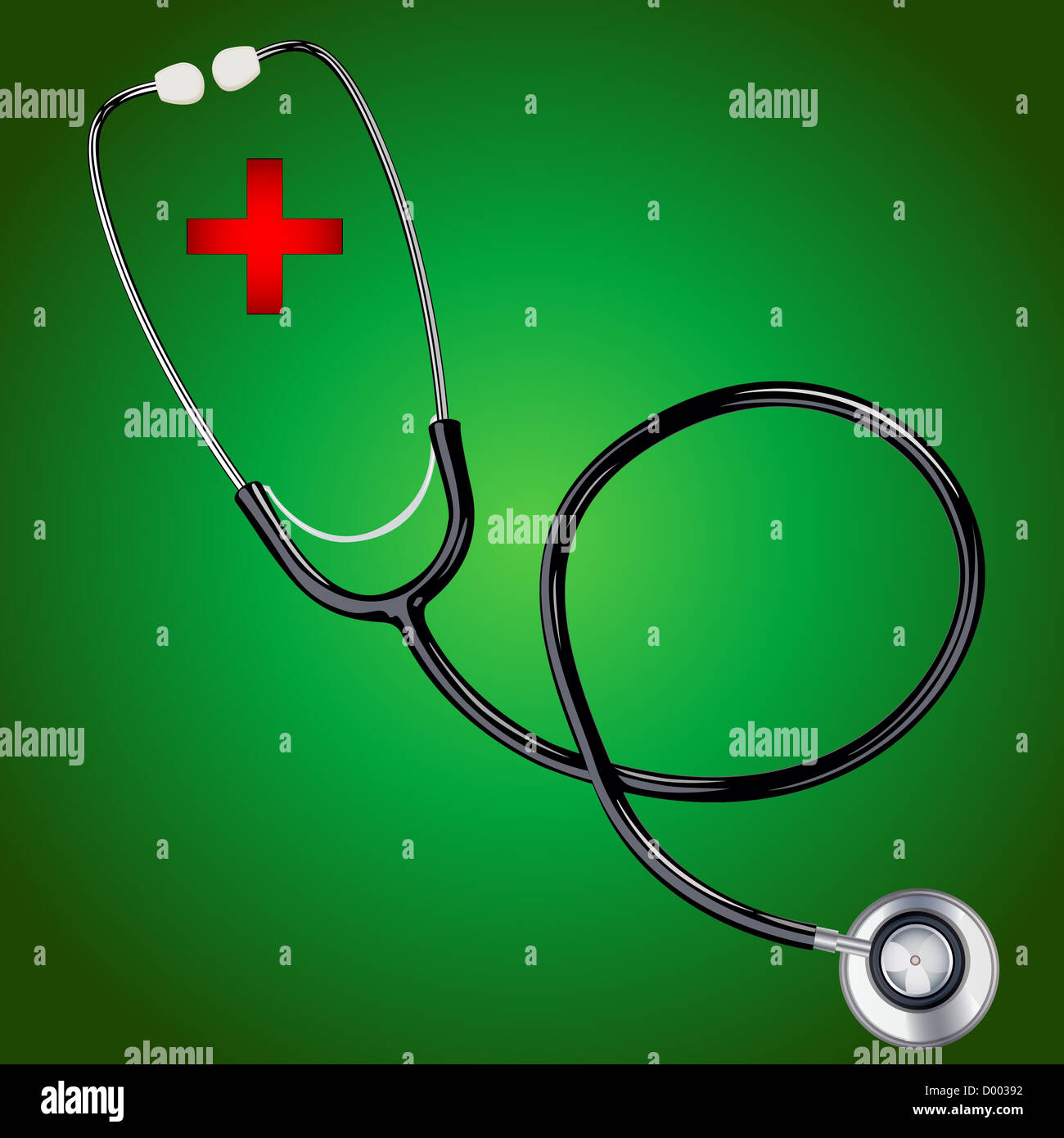 illustration of stethoscope with red  cross Stock Photo