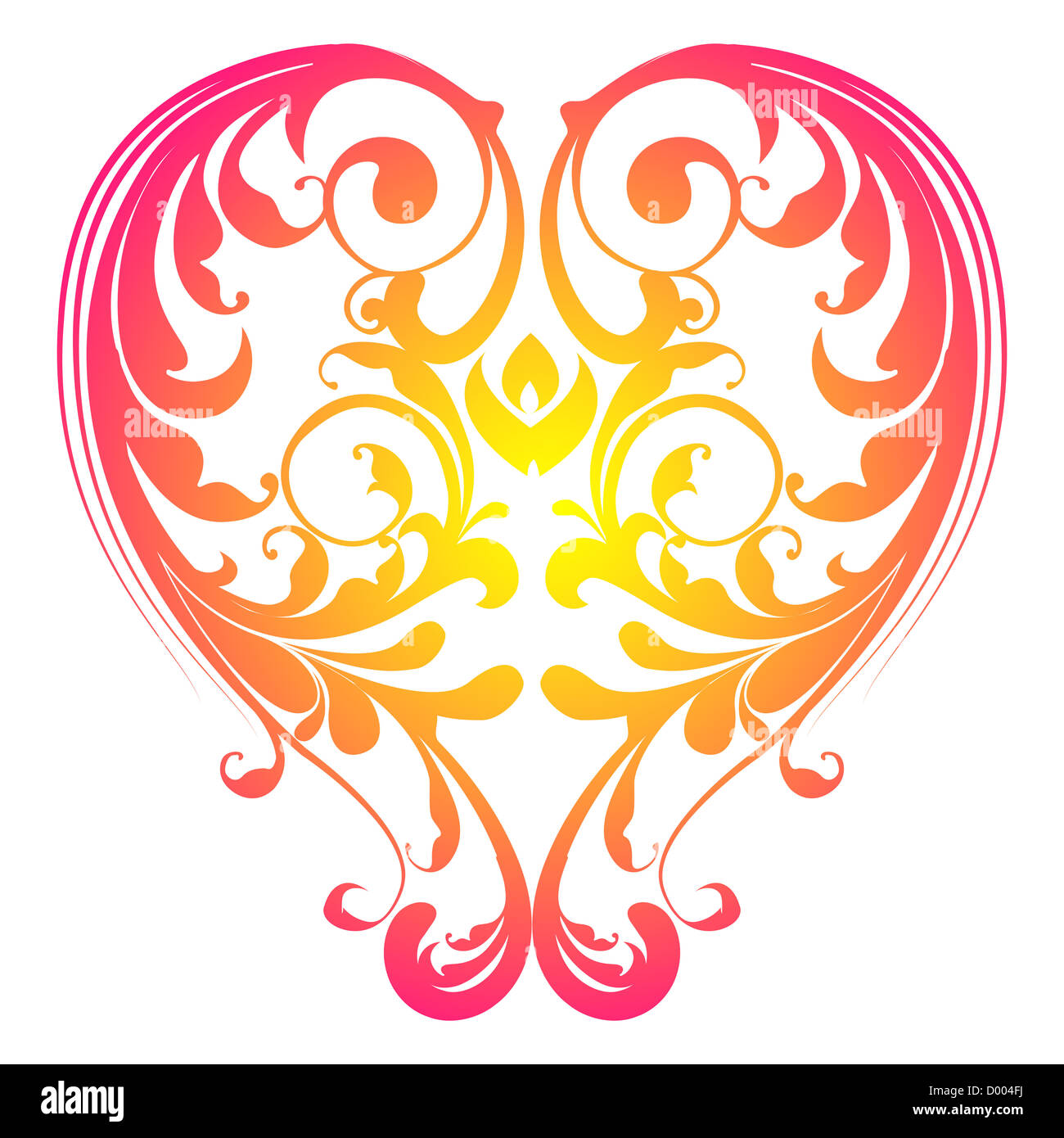 illustration of floral heart on white background Stock Photo - Alamy