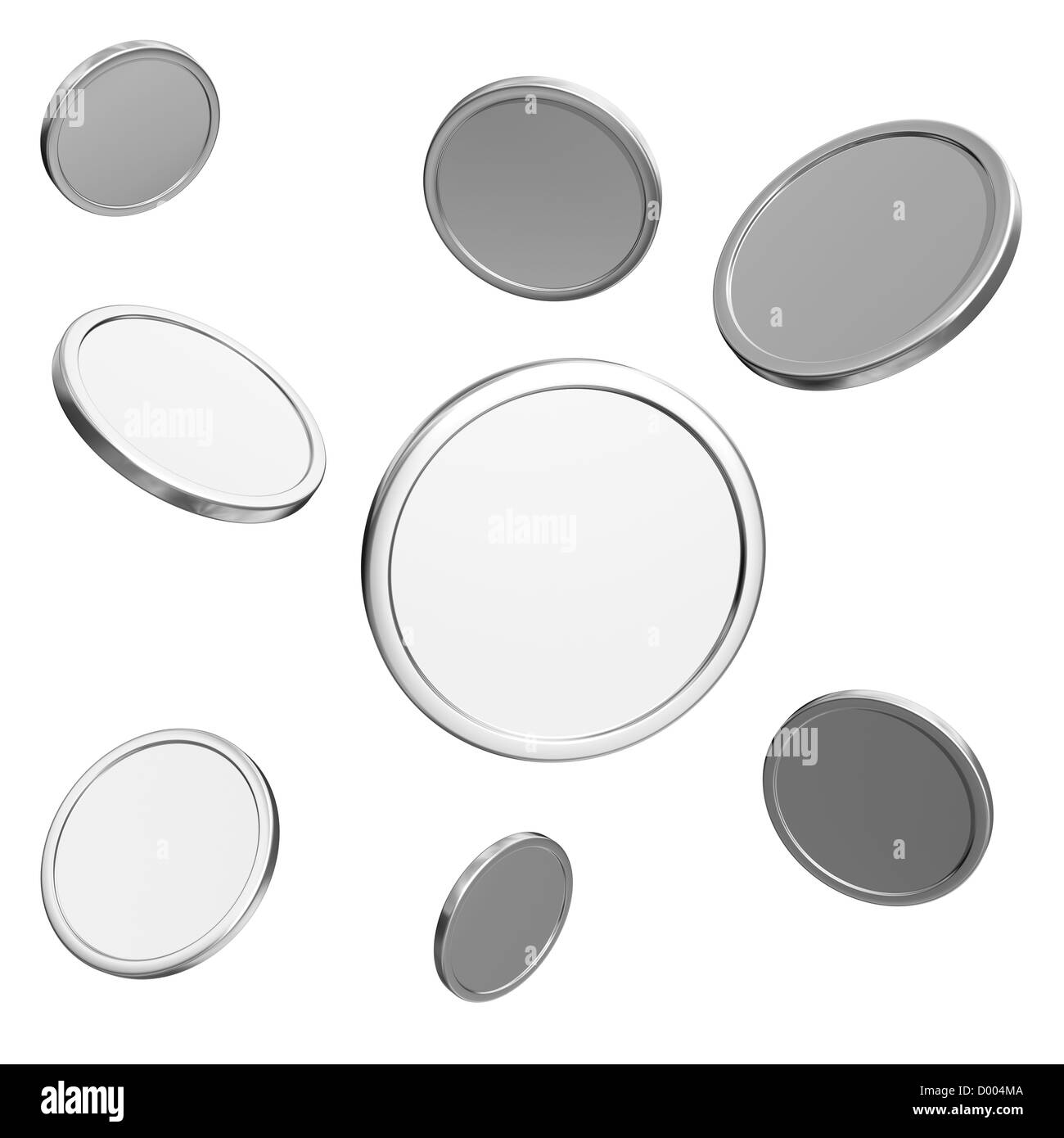 silver coins on white background Stock Photo - Alamy