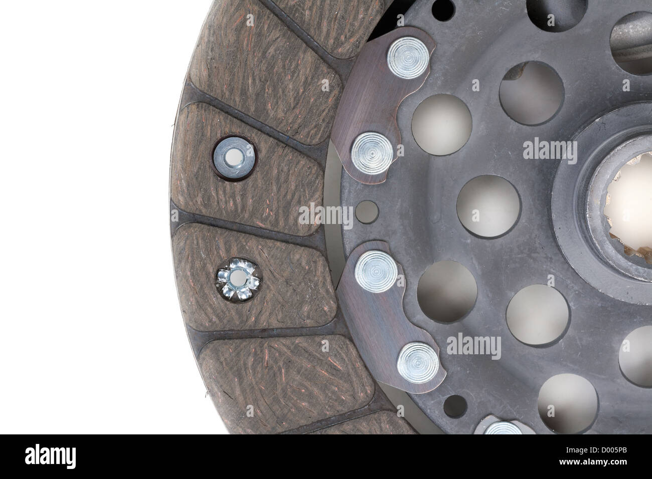 Auto Parts. Clutch plate closeup isolated on white background Stock