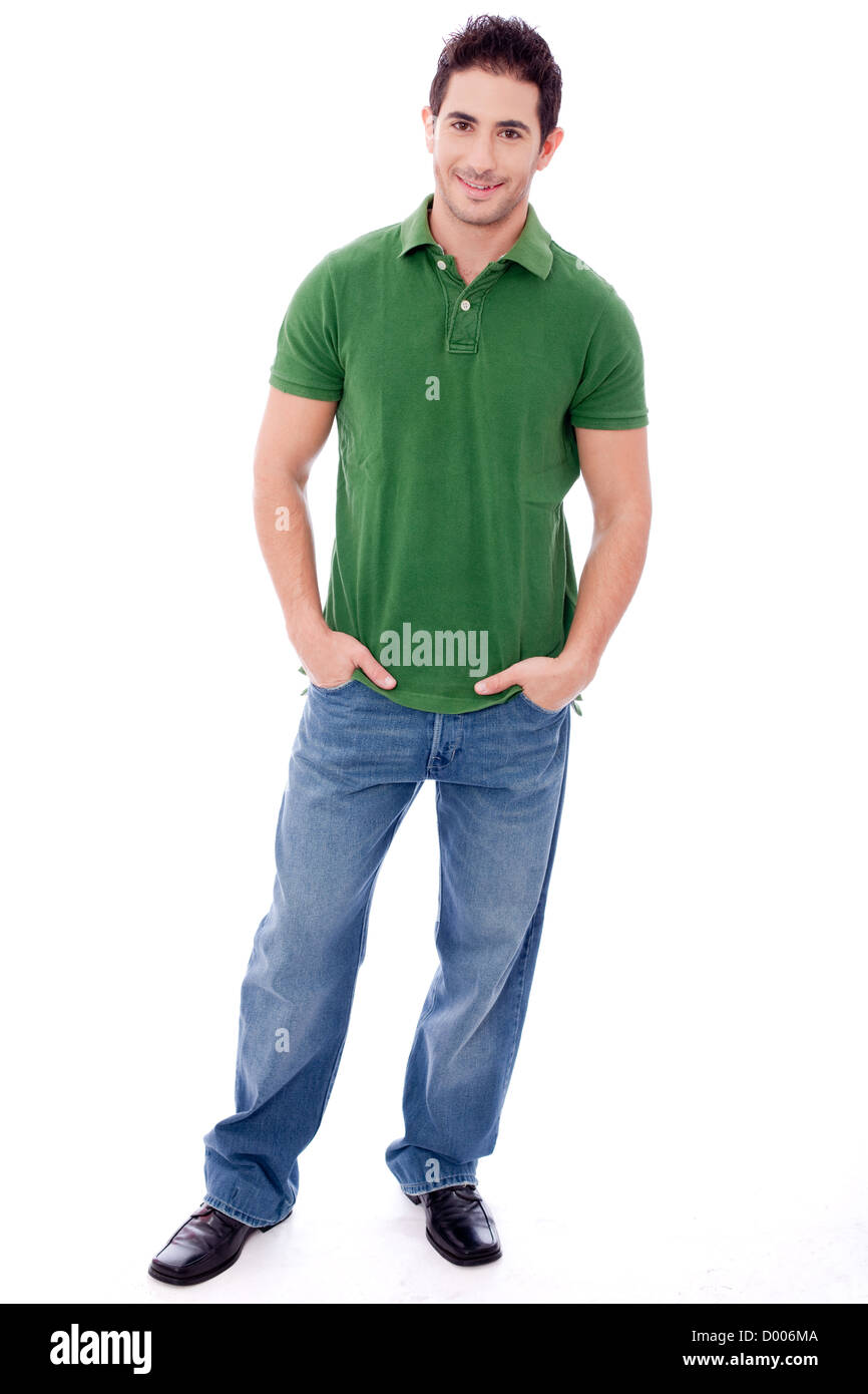 Happy Young man smiling on a white isolated background Stock Photo - Alamy