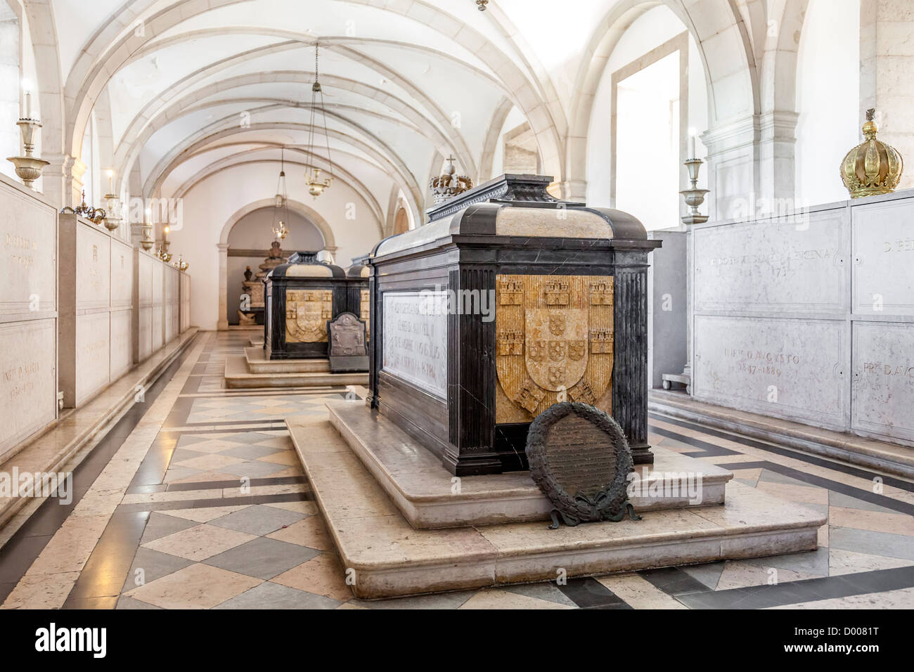 King Dom Manuel II Tomb in the Royal Pantheon of the House of Braganza. Sao Vicente de Fora Monastery. Lisbon, Portugal. Stock Photo