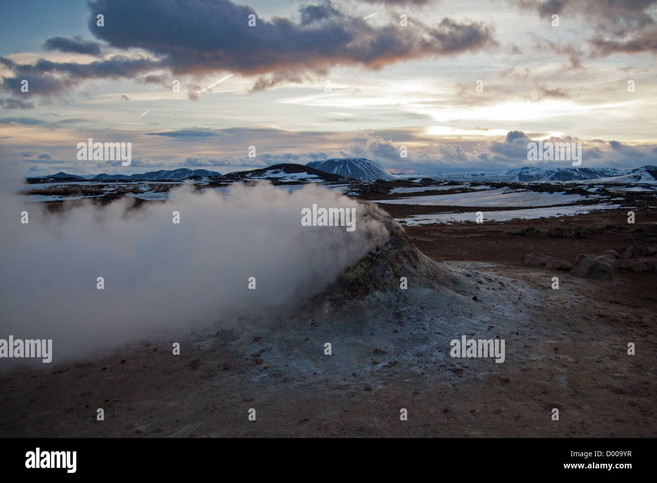 Steaming fumarole in Hverir, Namafjall in northern Iceland (Krafla area) Stock Photo