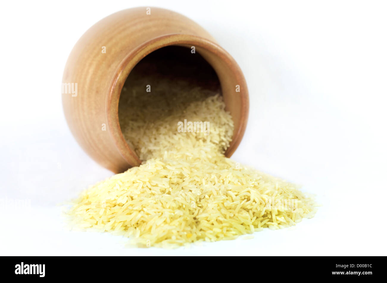 rice  in an earthenware pot. Stock Photo