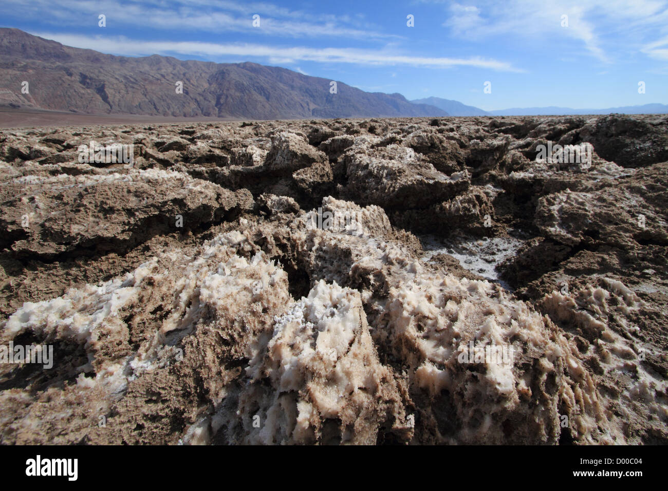 Halite salt crystal formations in Devil´s Golf Course in Death Valley, California, USA Stock Photo