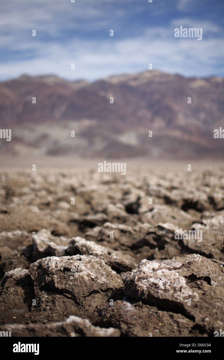 Halite salt crystal formations in Devil´s Golf Course in Death Valley, California, USA Stock Photo