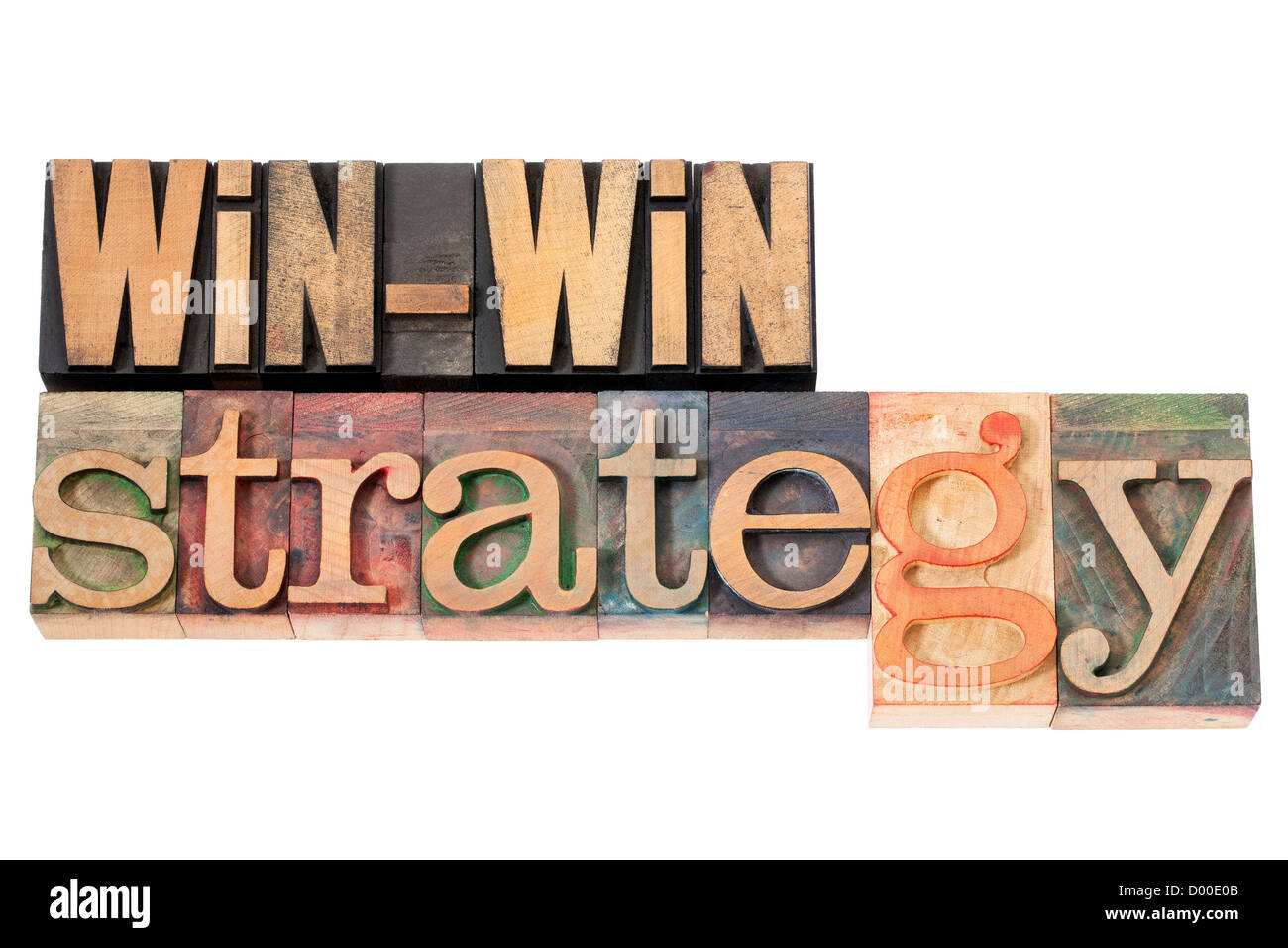 win-win strategy - negotiation or conflict resolution concept - isolated words in vintage wood type Stock Photo