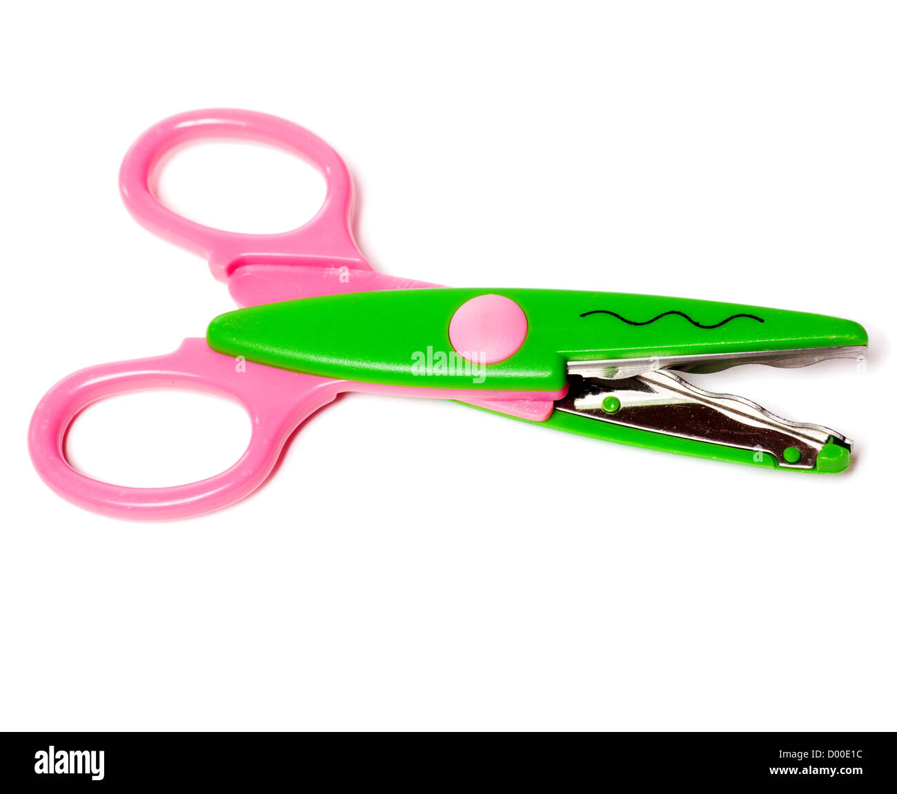 zigzag shape scissors foe kids isolated on white Stock Photo