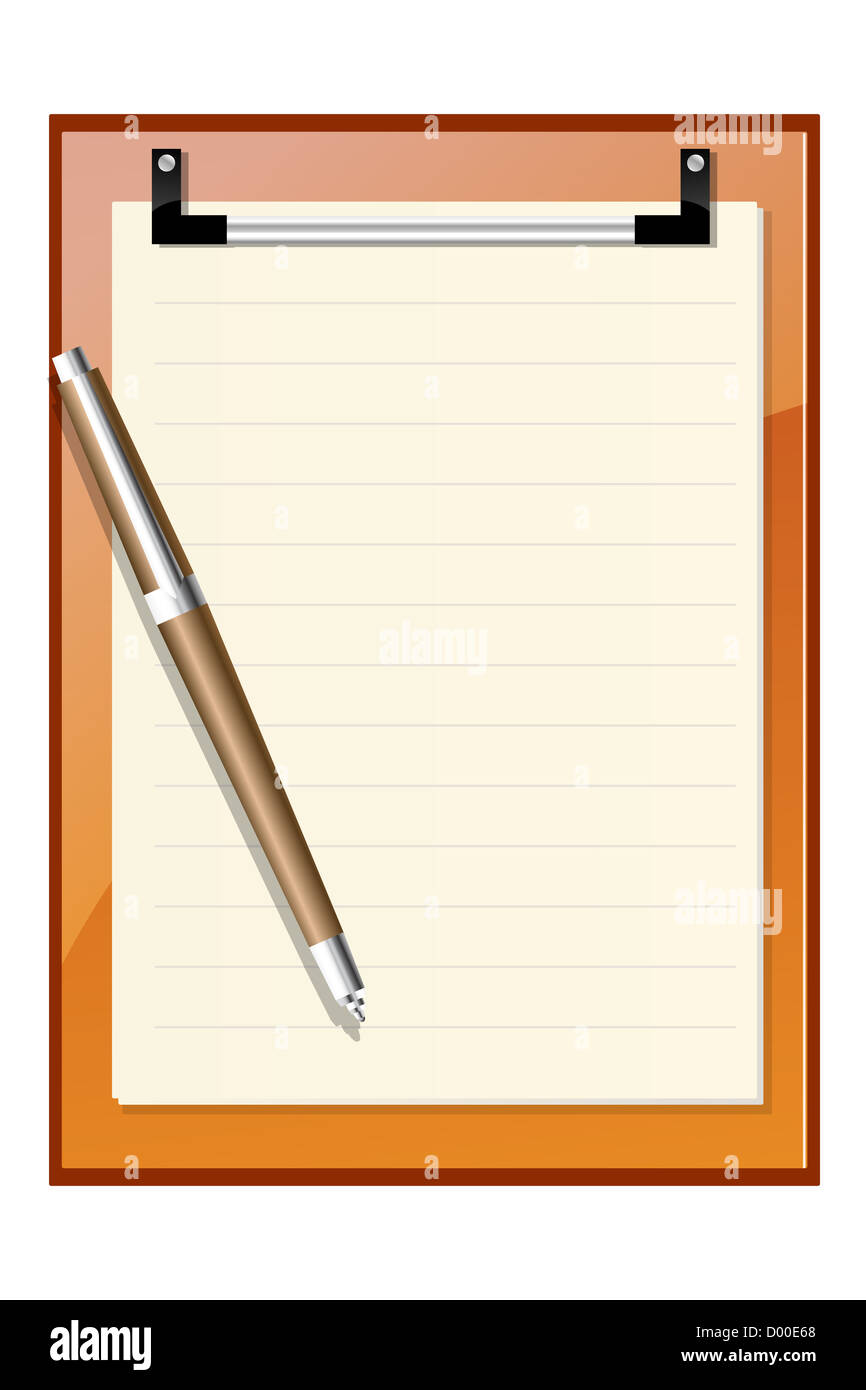 illustration of letterpad with ballpen on white background Stock Photo