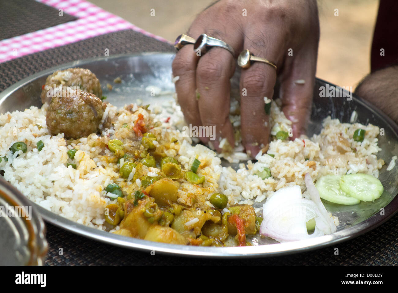 Indian Food Eating Traditional Stock Photos & Indian Food Eating