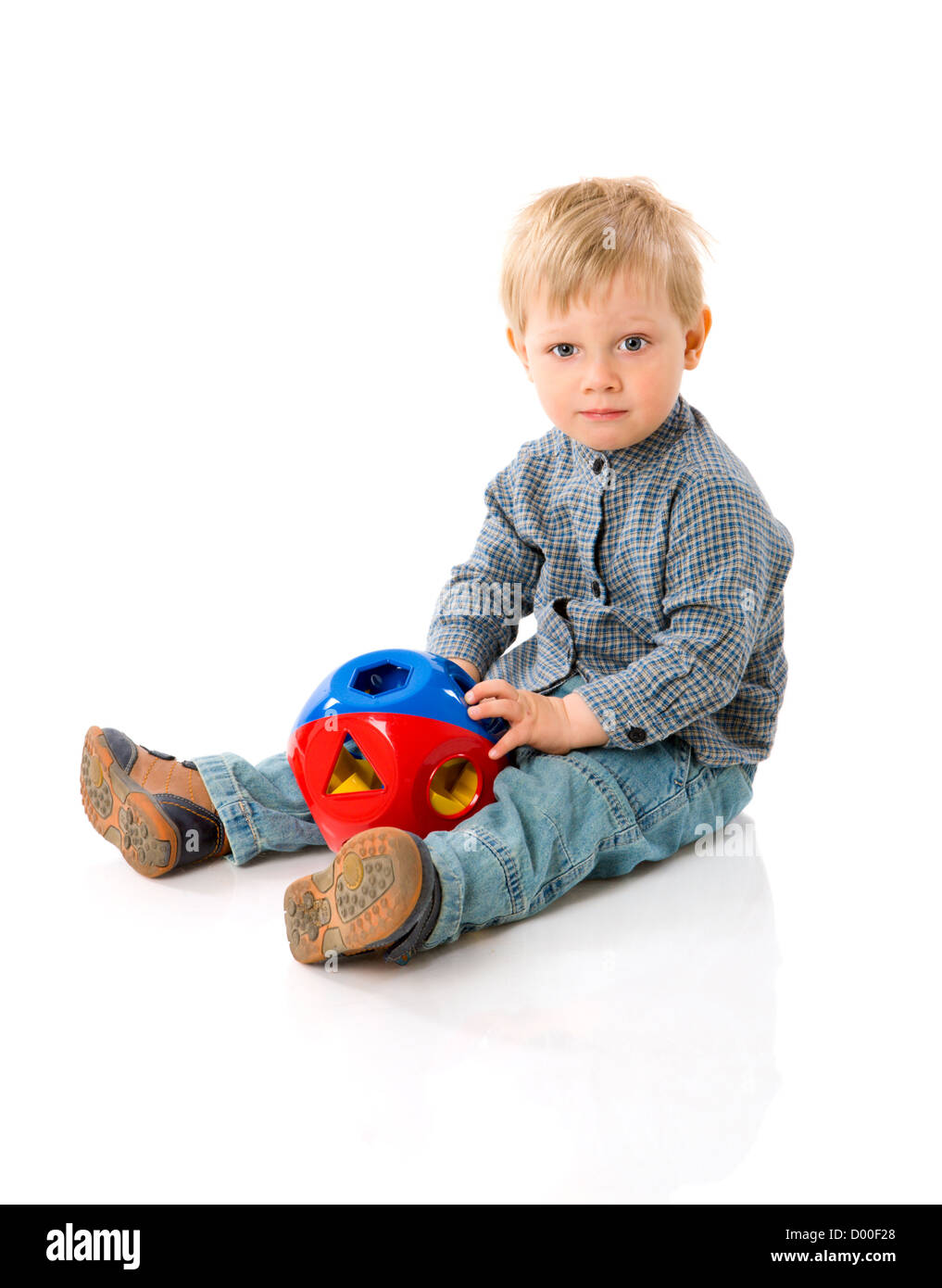 Little boy Playing Ball isolated on white Stock Photo Alamy