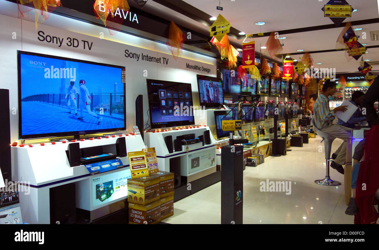 Sony Retail Showroom Consumer Durables Electronics Technology Plasma TV LCD  Television Digital Equiment Music Systems Stock Photo - Alamy