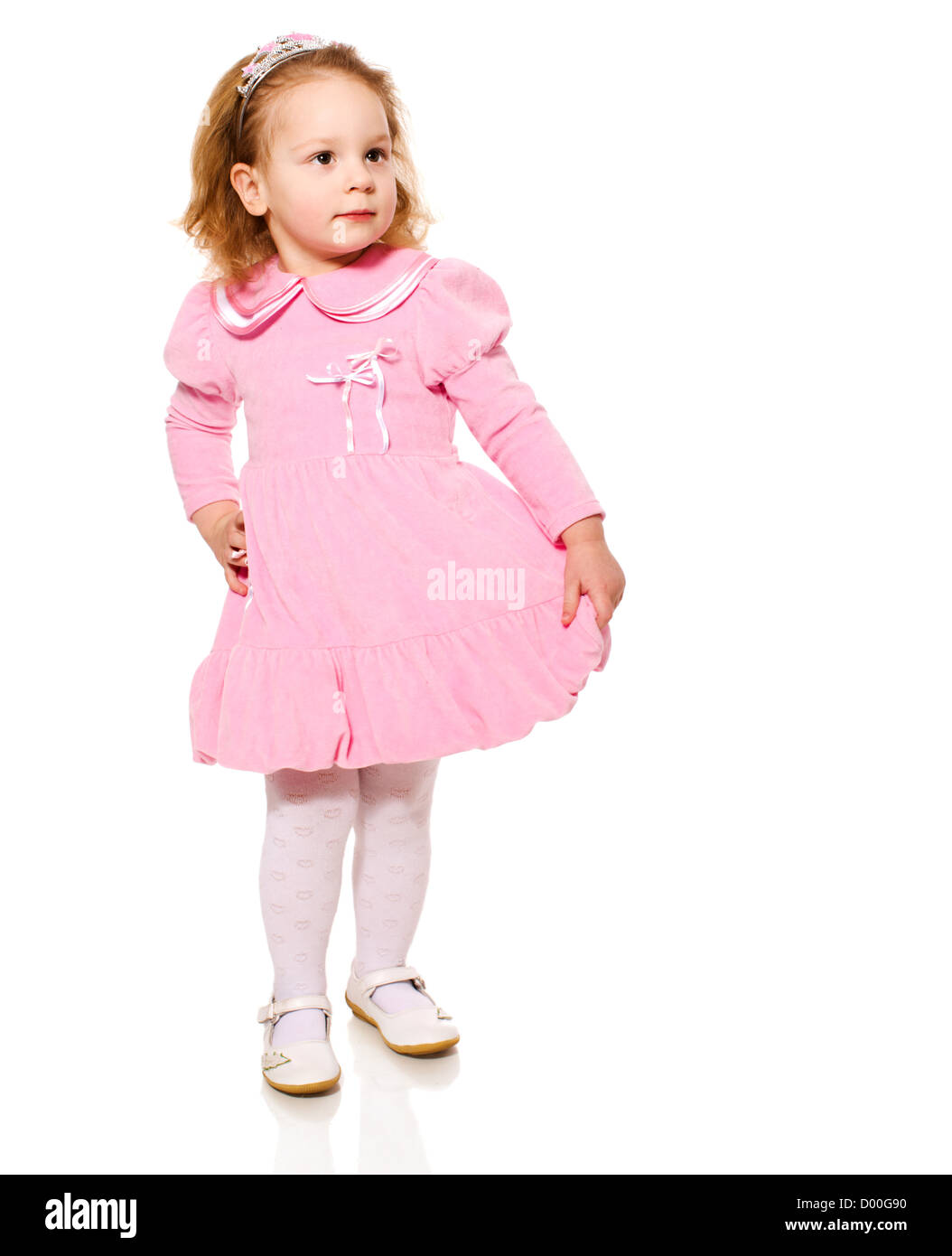 Little Girl wearing pink dress isolated on white Stock Photo - Alamy