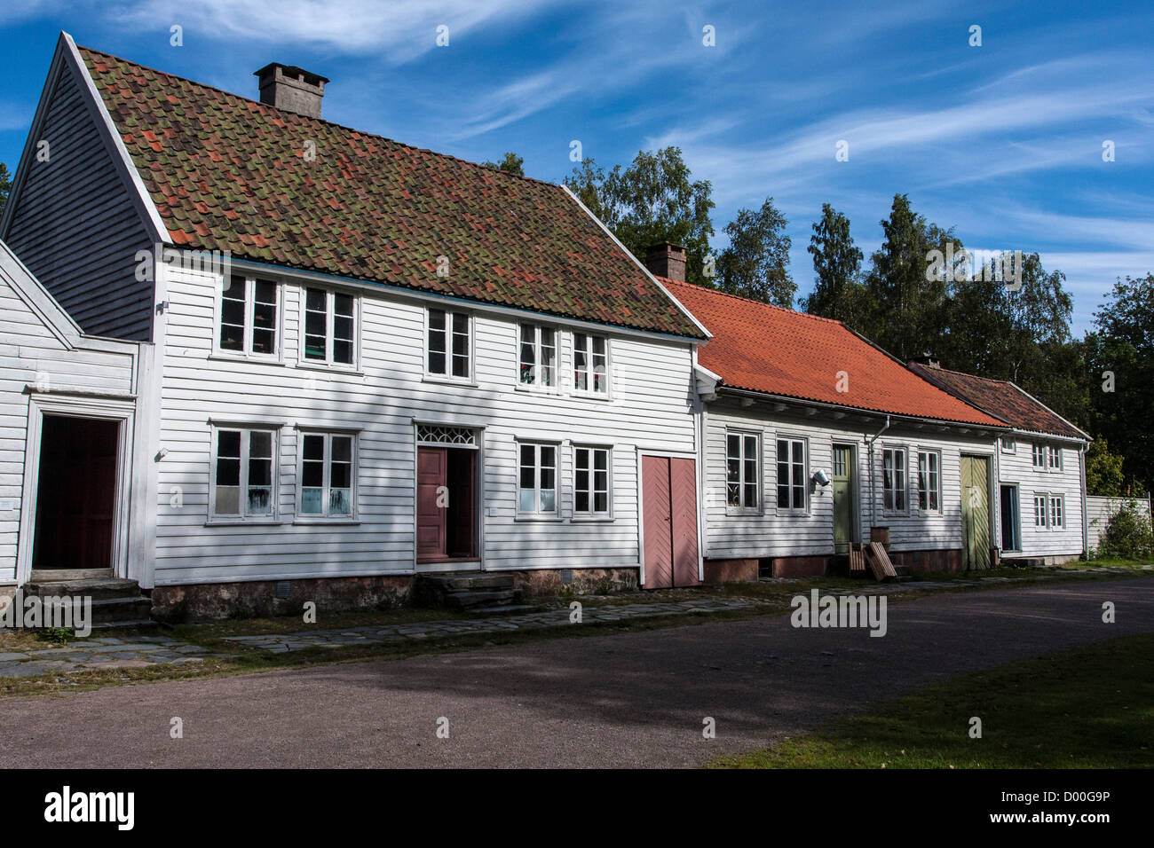 Bygaden Street at Vest-Agder Museum Norway,  rebuilt from Kristiansand Stock Photo