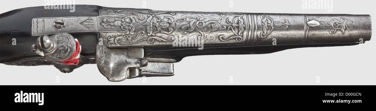 A fine pair of flintlock pistols,French/Flemish,circa 1680. Round ...