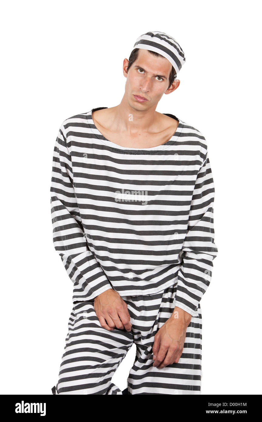 Old fashioned convict looks at camera Stock Photo