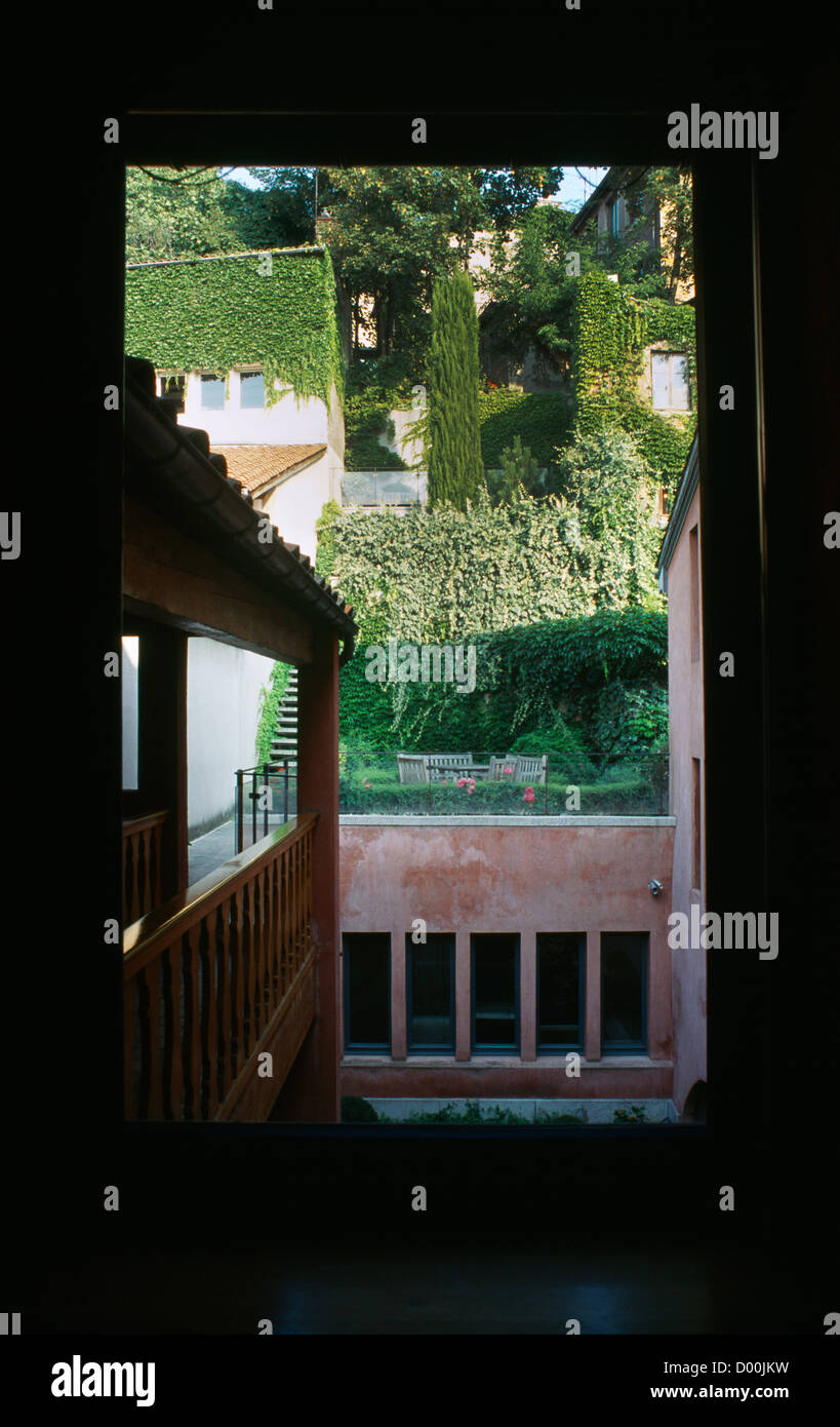 Lyon France Hotel Cour Des Loges Garden From Window Stock Photo