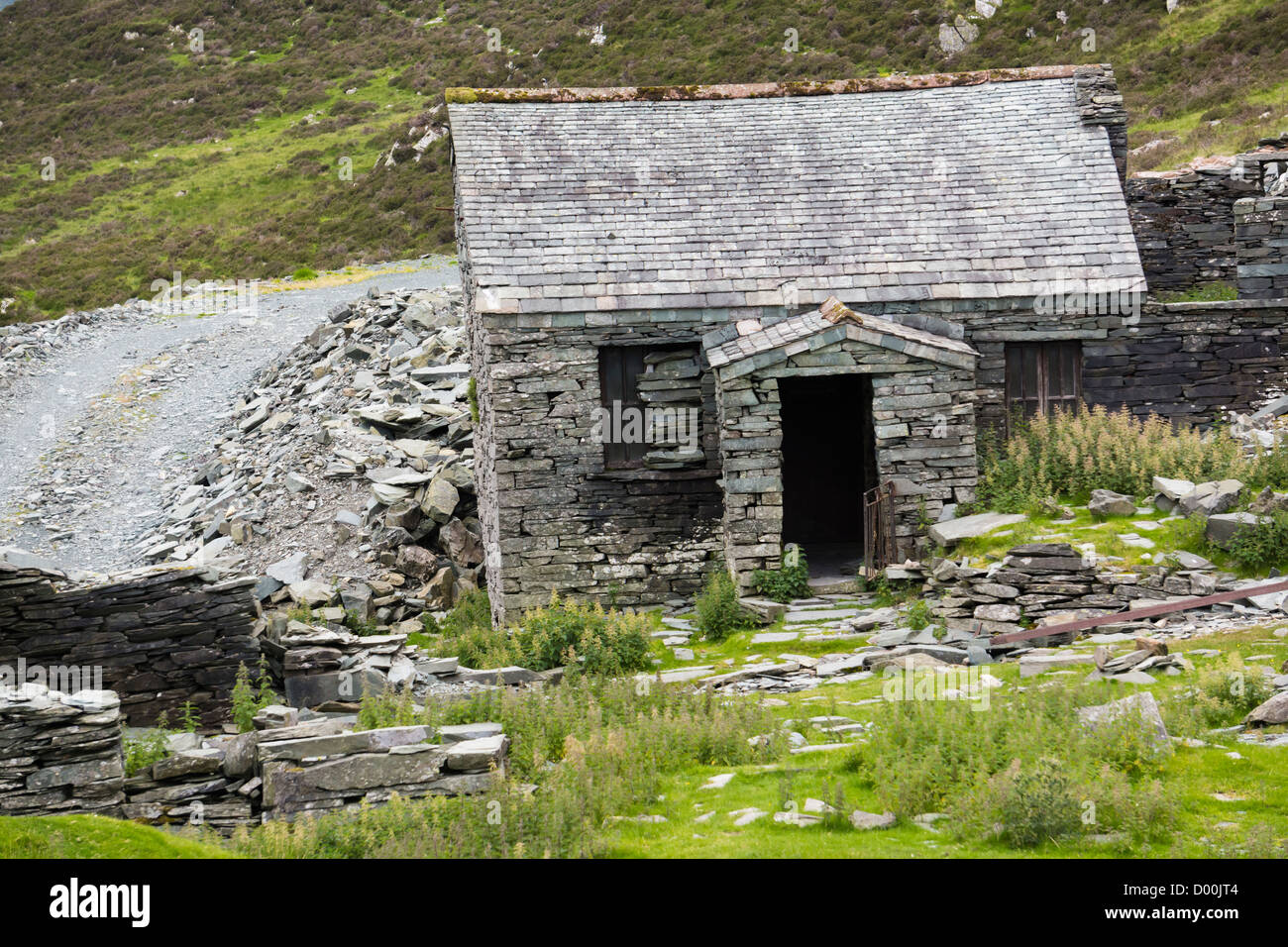 The remains of an old slate home at Honister Slate Mine in the Lake District, England. Stock Photo