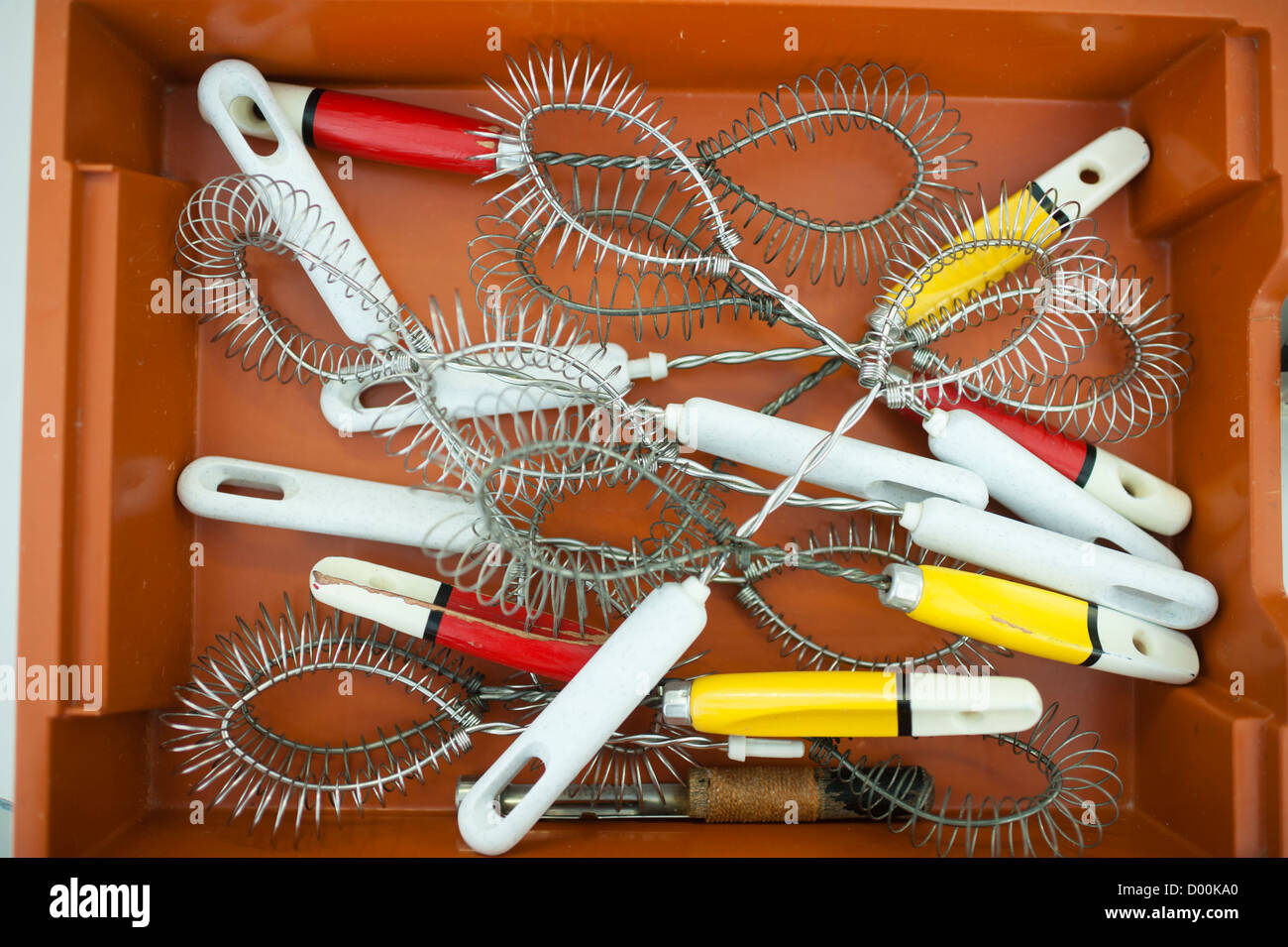 Whisks in a cookery domestic science food technology lesson at a secondary comprehensive school, Wales UK Stock Photo
