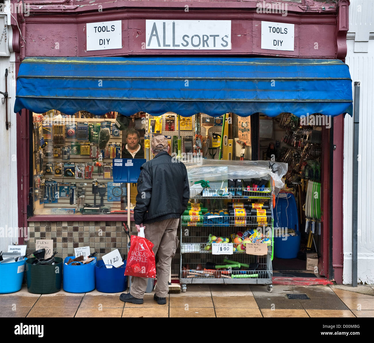 An old-fashioned ironmonger's shop on the high street in Deal, Kent, UK Stock Photo