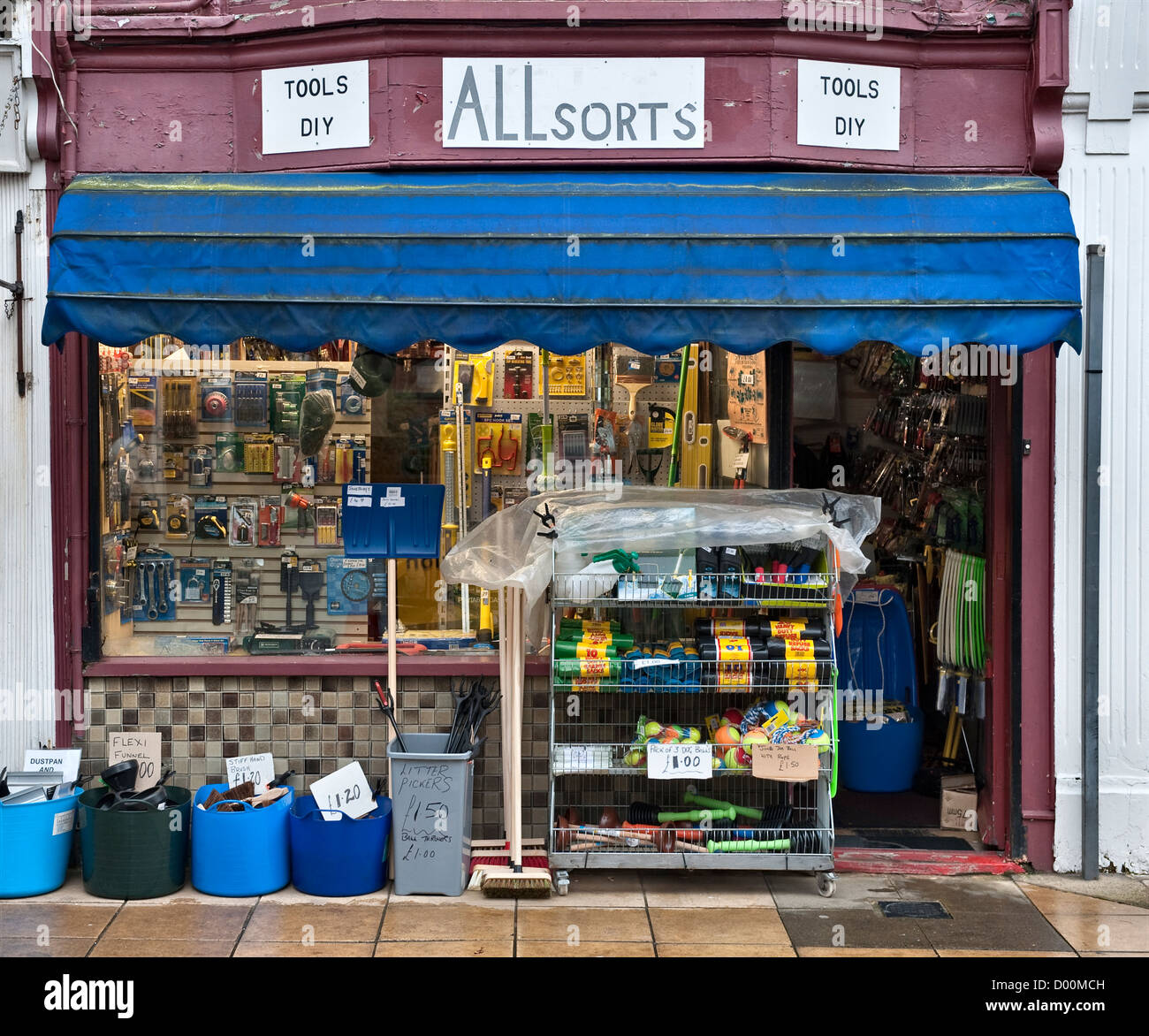 An old-fashioned ironmonger's shop on the high street in Deal, Kent, UK Stock Photo