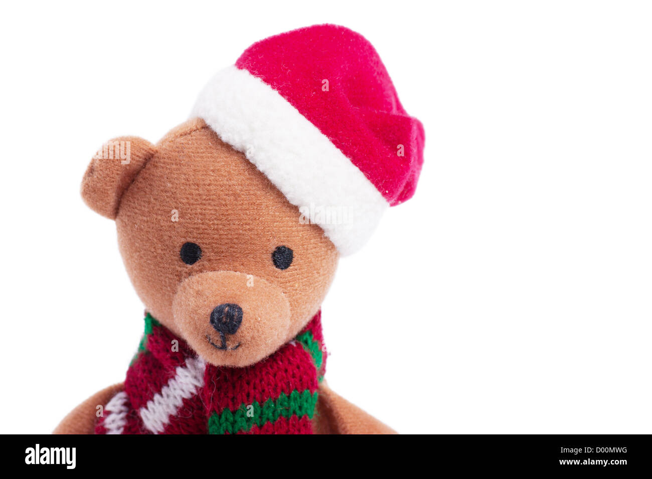 Teddy bear with santa`s hat isolated on the white Stock Photo - Alamy