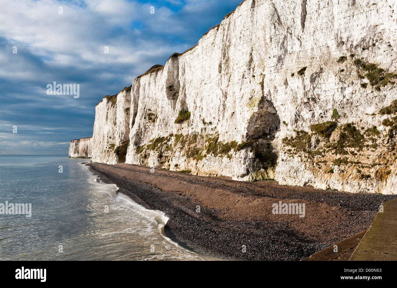 The famous White Cliffs, between Deal and Dover, Kent, UK, seen at first light Stock Photo
