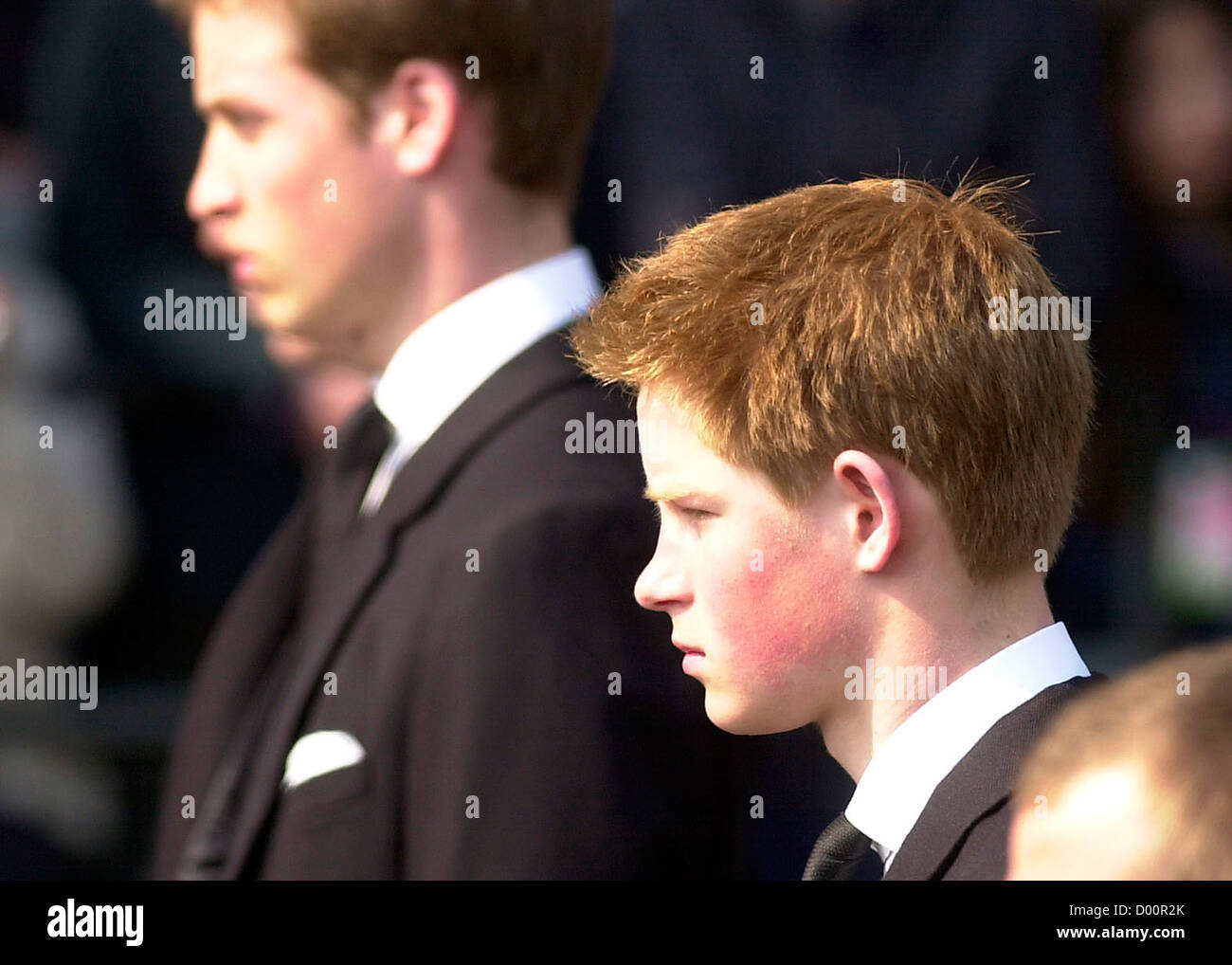Prince William and Prince Harry during Queen Mother's funeral