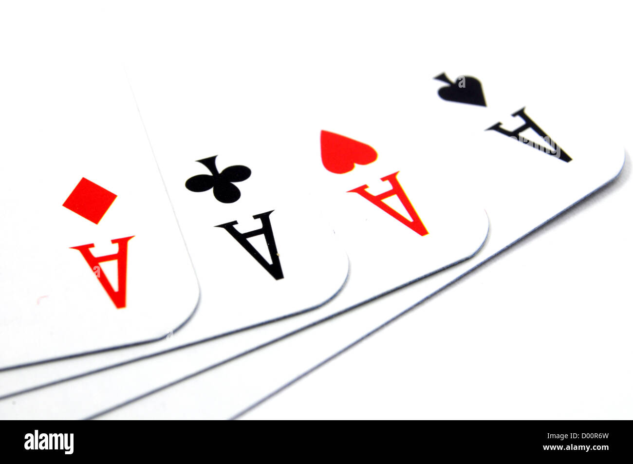 four aces on white showing winning or casino concept Stock Photo