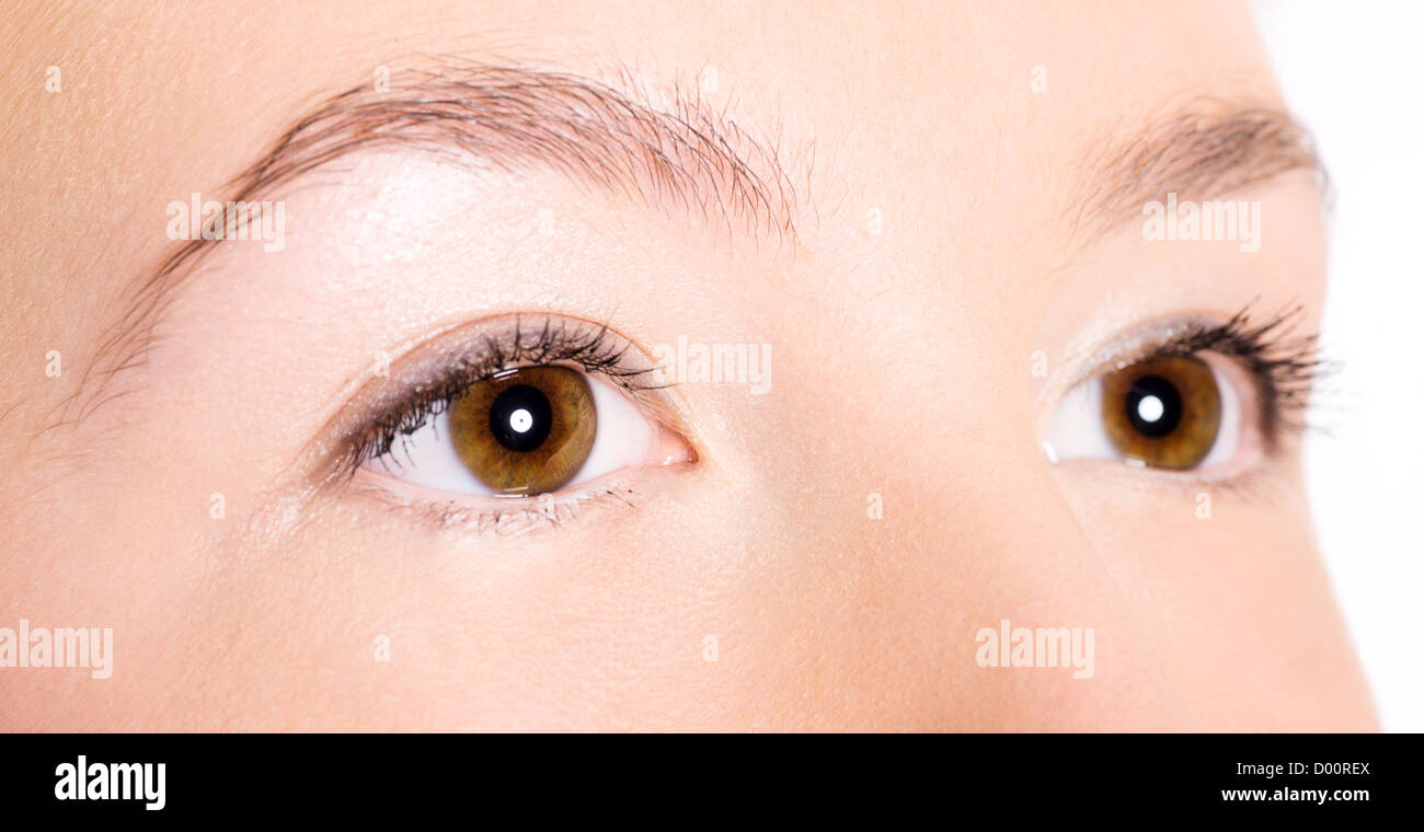 Close-up of Beautiful brown eyes of young girl Stock Photo - Alamy