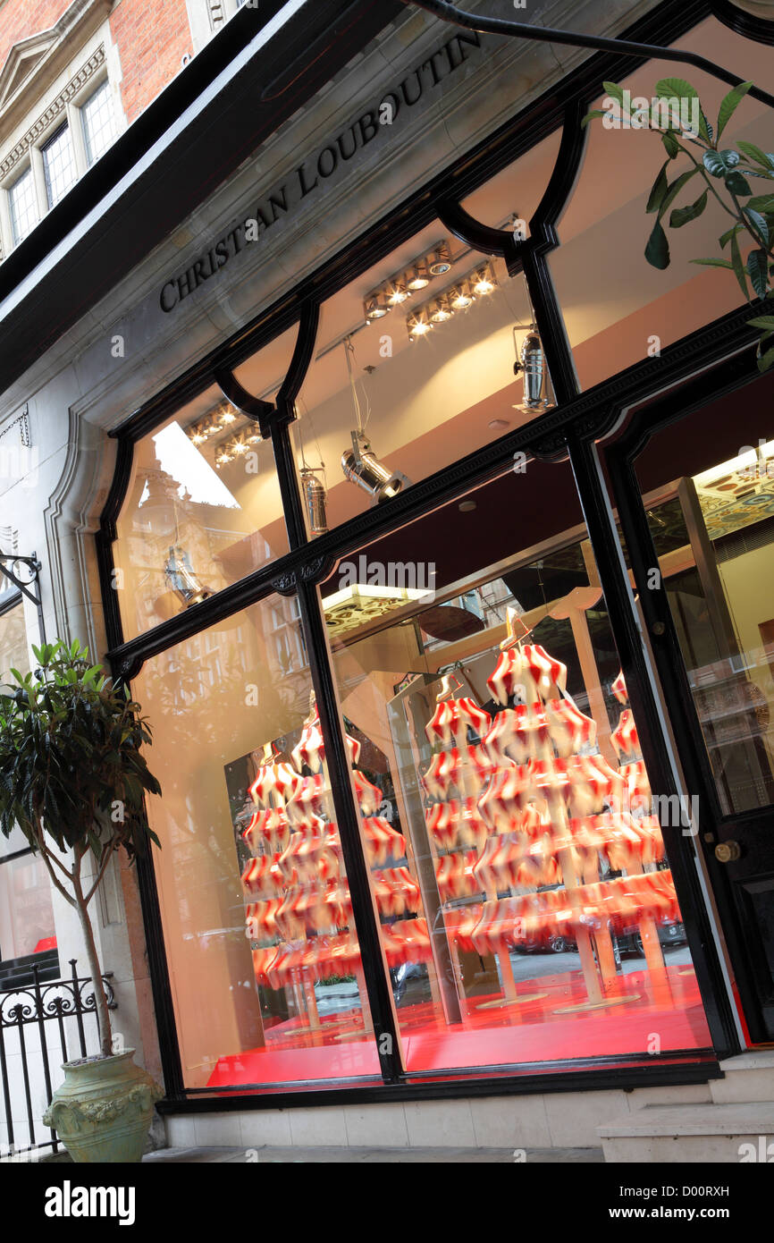 Louboutin,world famous for his shoes a retail outlet in Mount Street,Mayfair,London Stock Photo -
