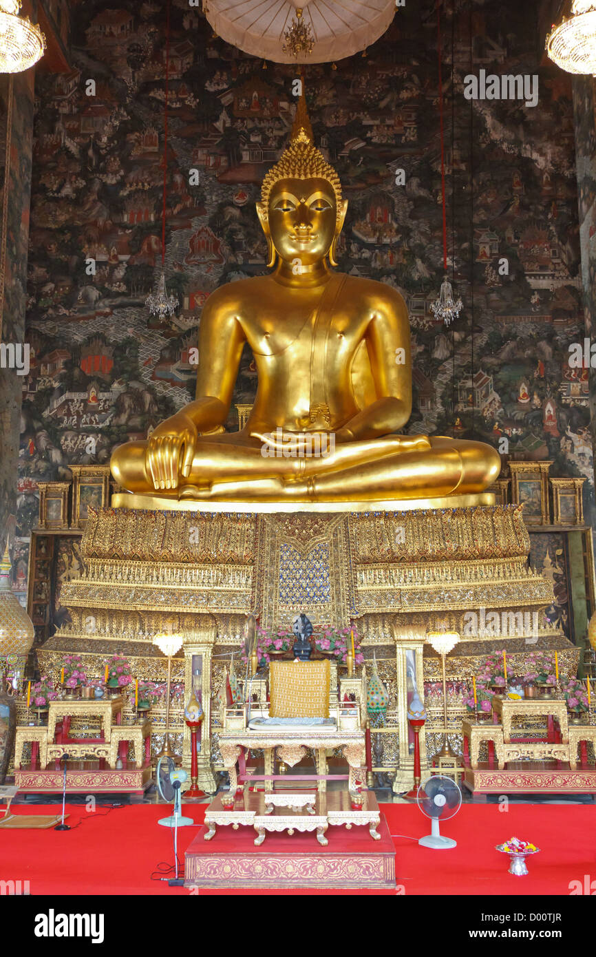 Golden Buddha Statue in the Temple Wat Suthat in Bangkok, Thailand