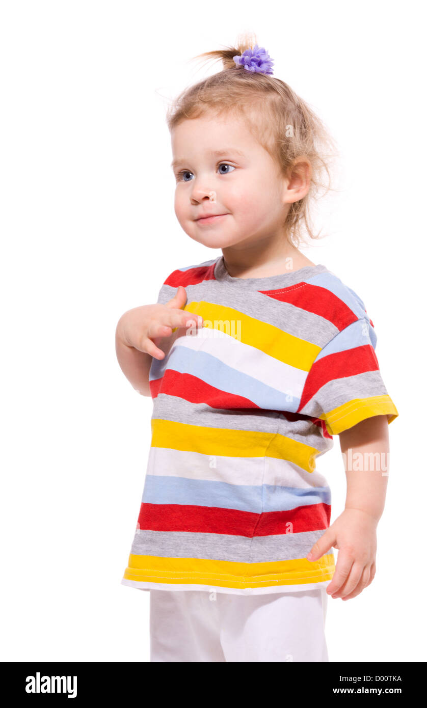 Portrait of cute little girl isolated on white Stock Photo - Alamy