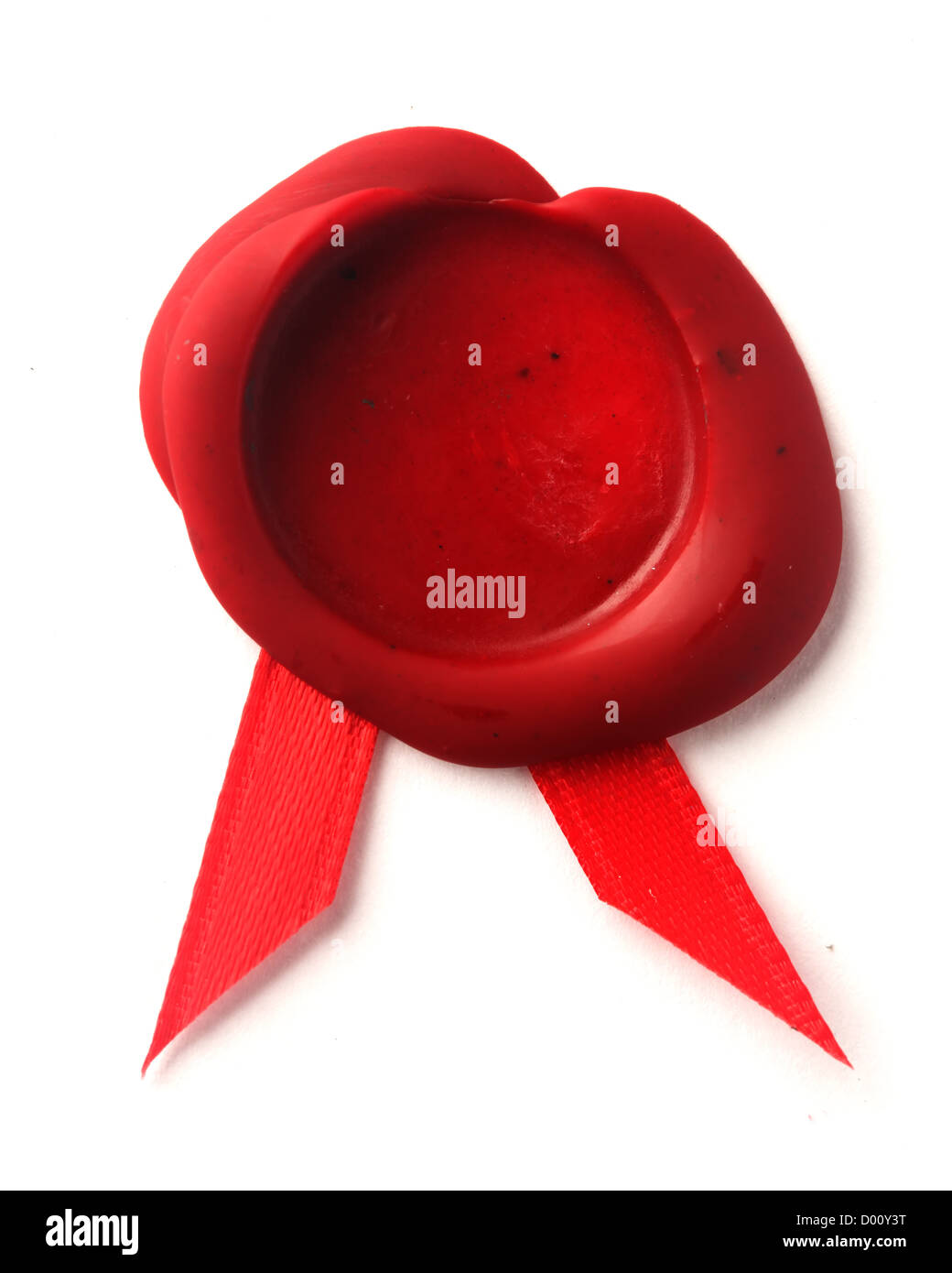 Red wax seal with red ribbon Stock Photo