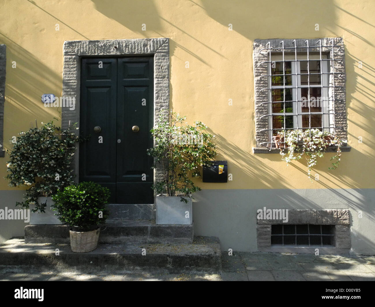 House frontage on a street in Lucca Tuscany Italy Stock Photo