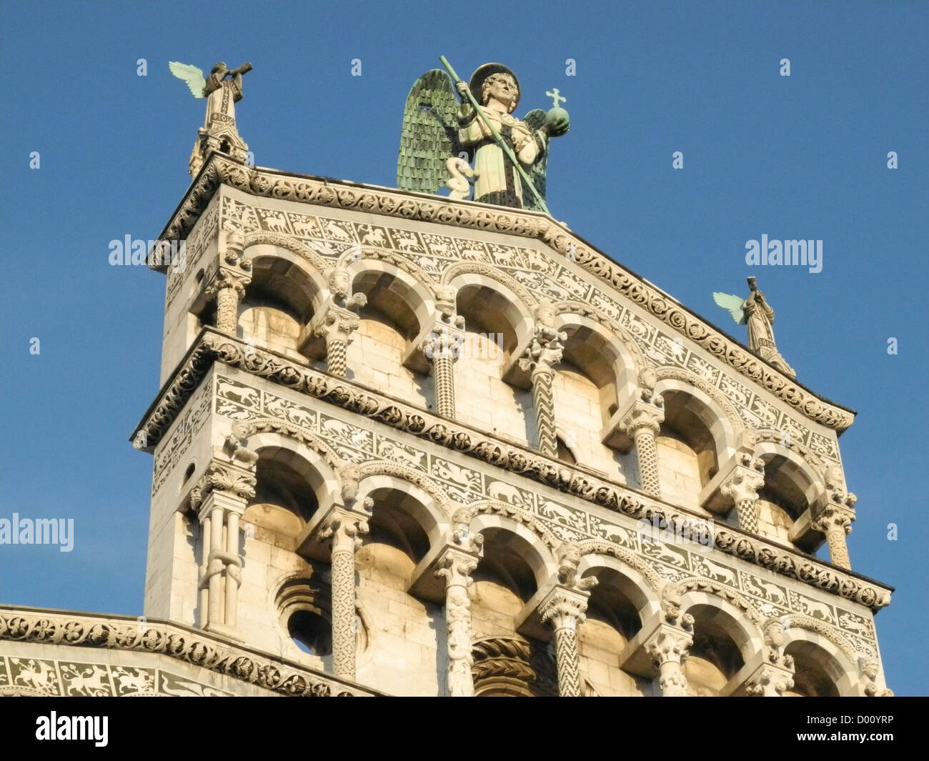 Frontage of the Duomo Cathedral in the Piazza Di Martino, Lucca Tuscany Italy Stock Photo